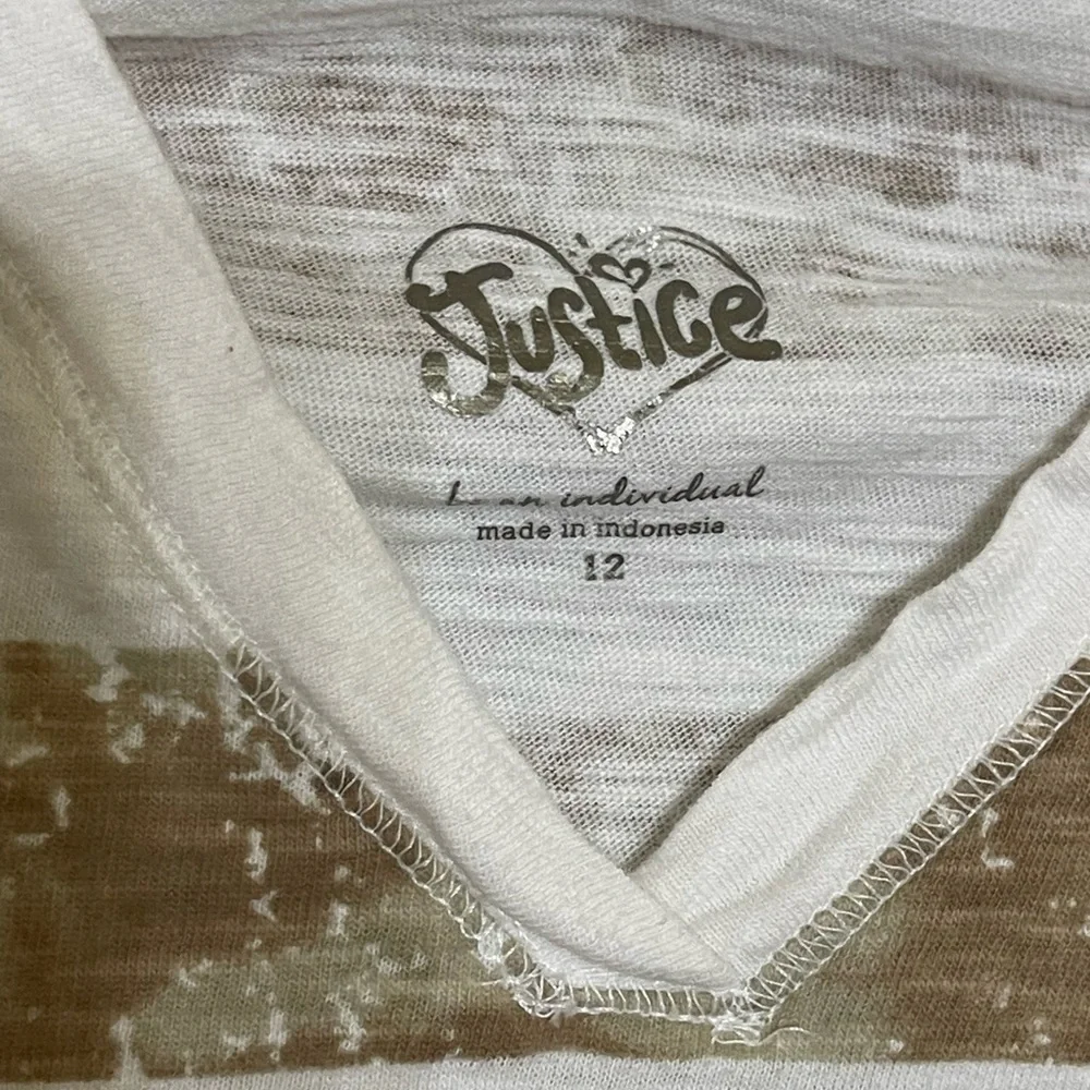 JUSTICE SZ 12 STRIPED SPARKLE PEACE HOODIE